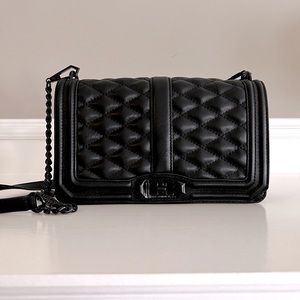 Rebecca Minkoff black leather Love bag with black hardware.